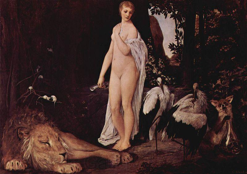 Gustav Klimt Weiblicher Akt mit Tieren in einer Landschaft France oil painting art
